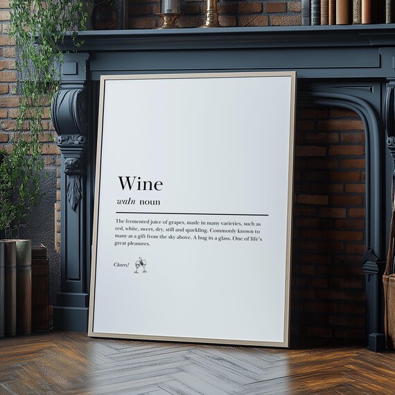 Wine Definition Dictionary Style Kitchen Funny Gift Typography Print