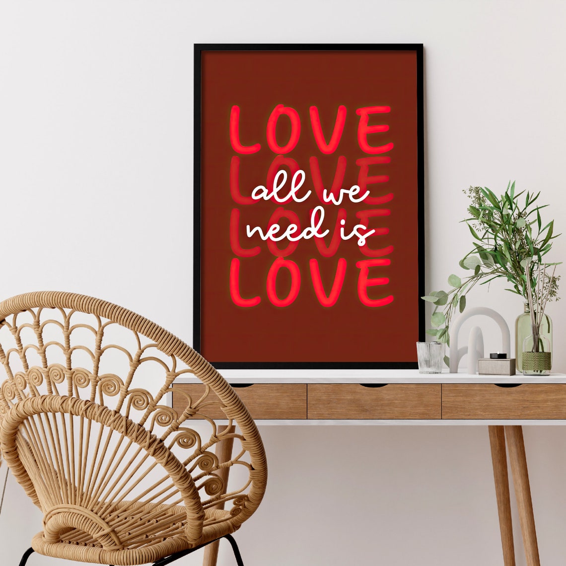 All We Need Is Love Bold Red Typography Retro Love Quote Poster - Image 5