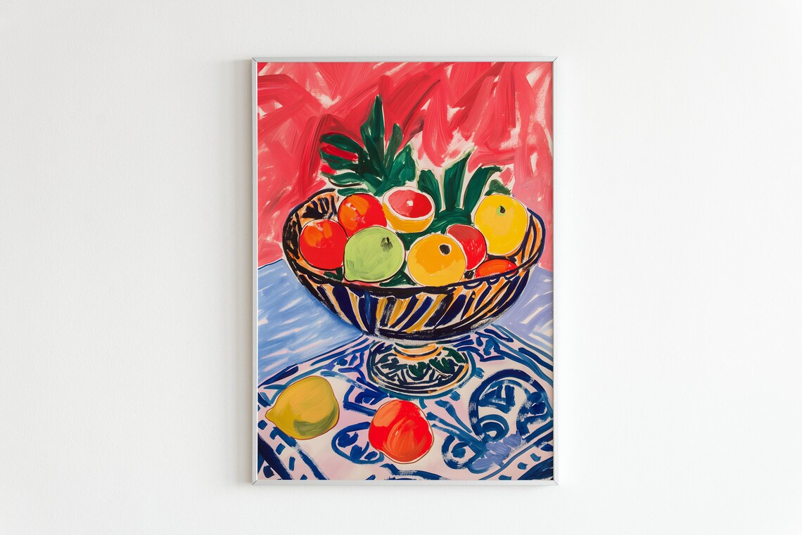 Henri Matisse Style Fruit Bowl Fauvist Still Life Vibrant Poster