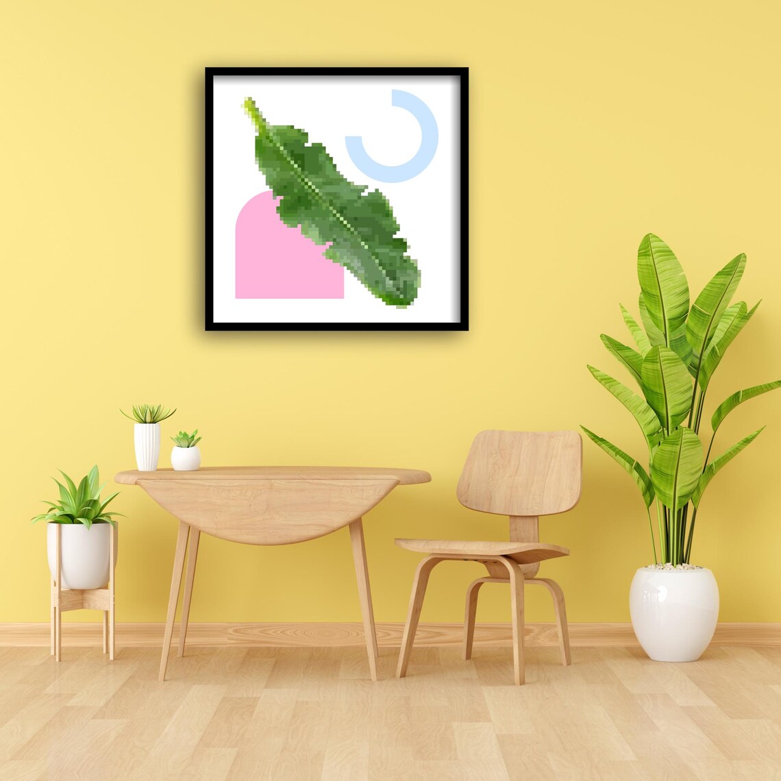 Pixel Banana Leaf Tropical Retro Game Botanical Art - Image 2