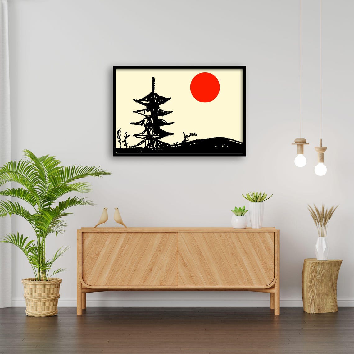 Japanese Pagoda Minimalist Zen Art Print - Image 3
