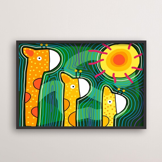 Giraffe Art, Whimsical Animal Wall Art
