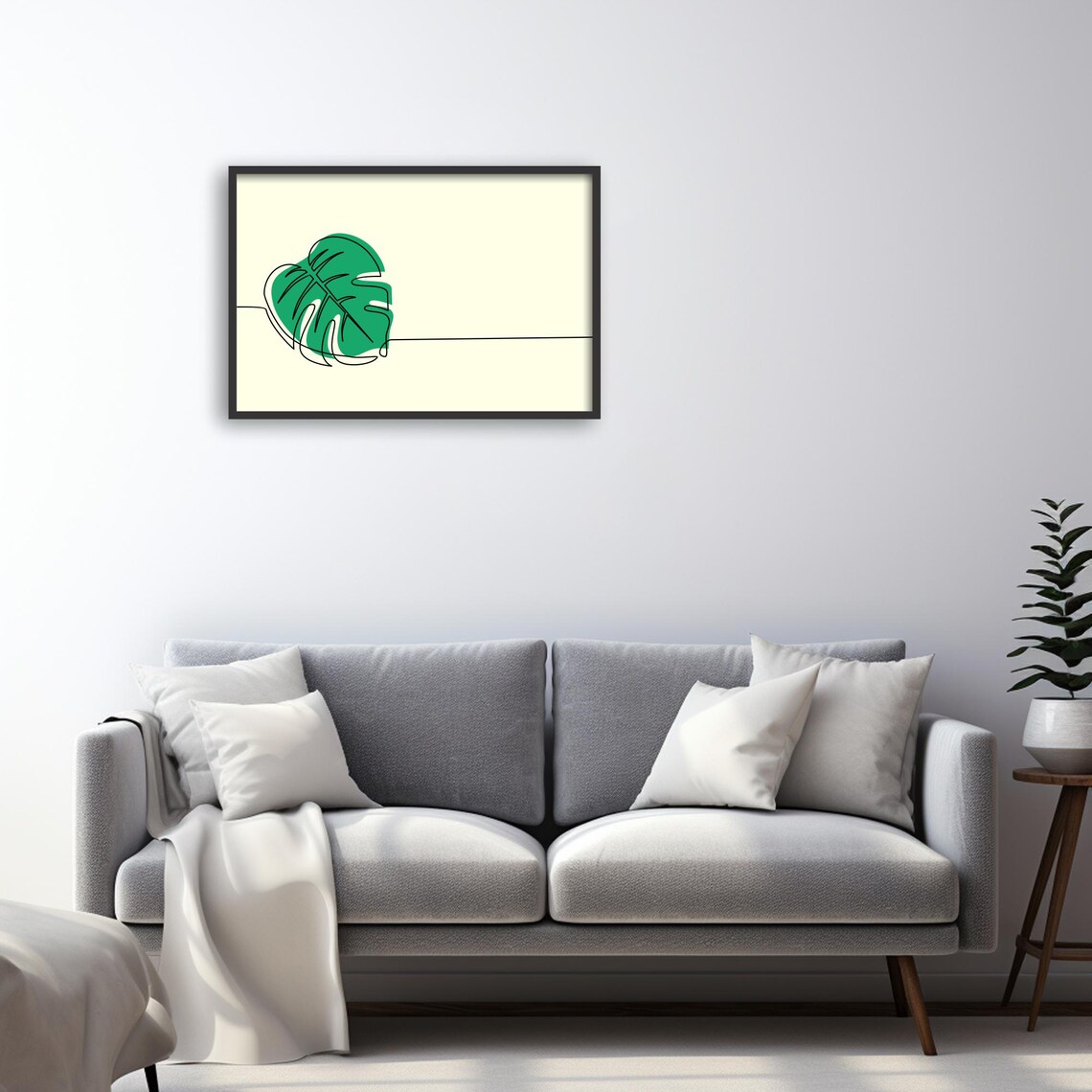 Minimalist Leaf Continuous Line Art, Botanical Decor - Image 3