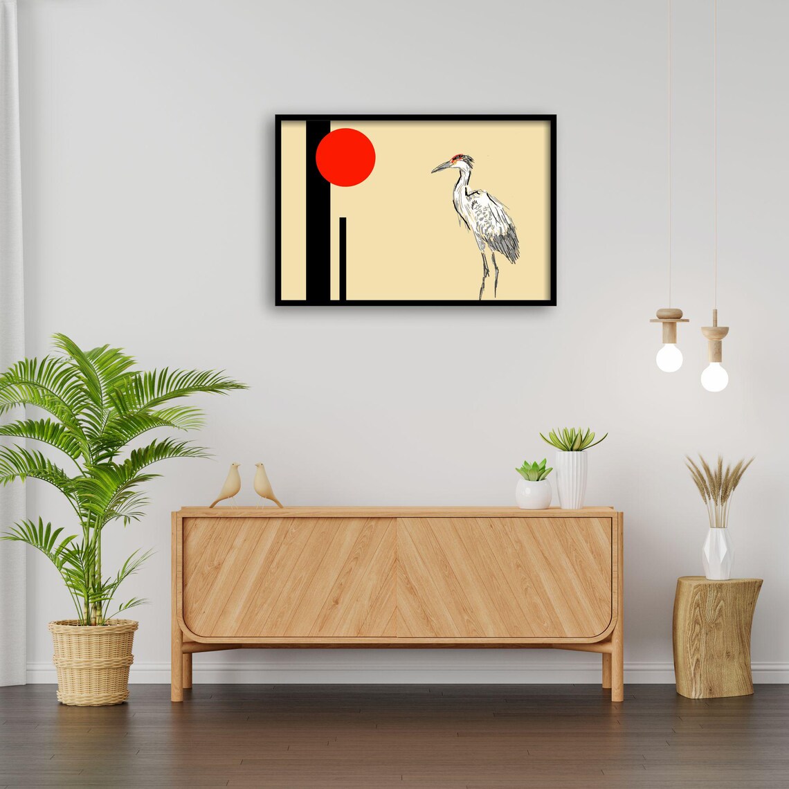Crane Bird Minimalist Japanese Style Art Print - Image 4