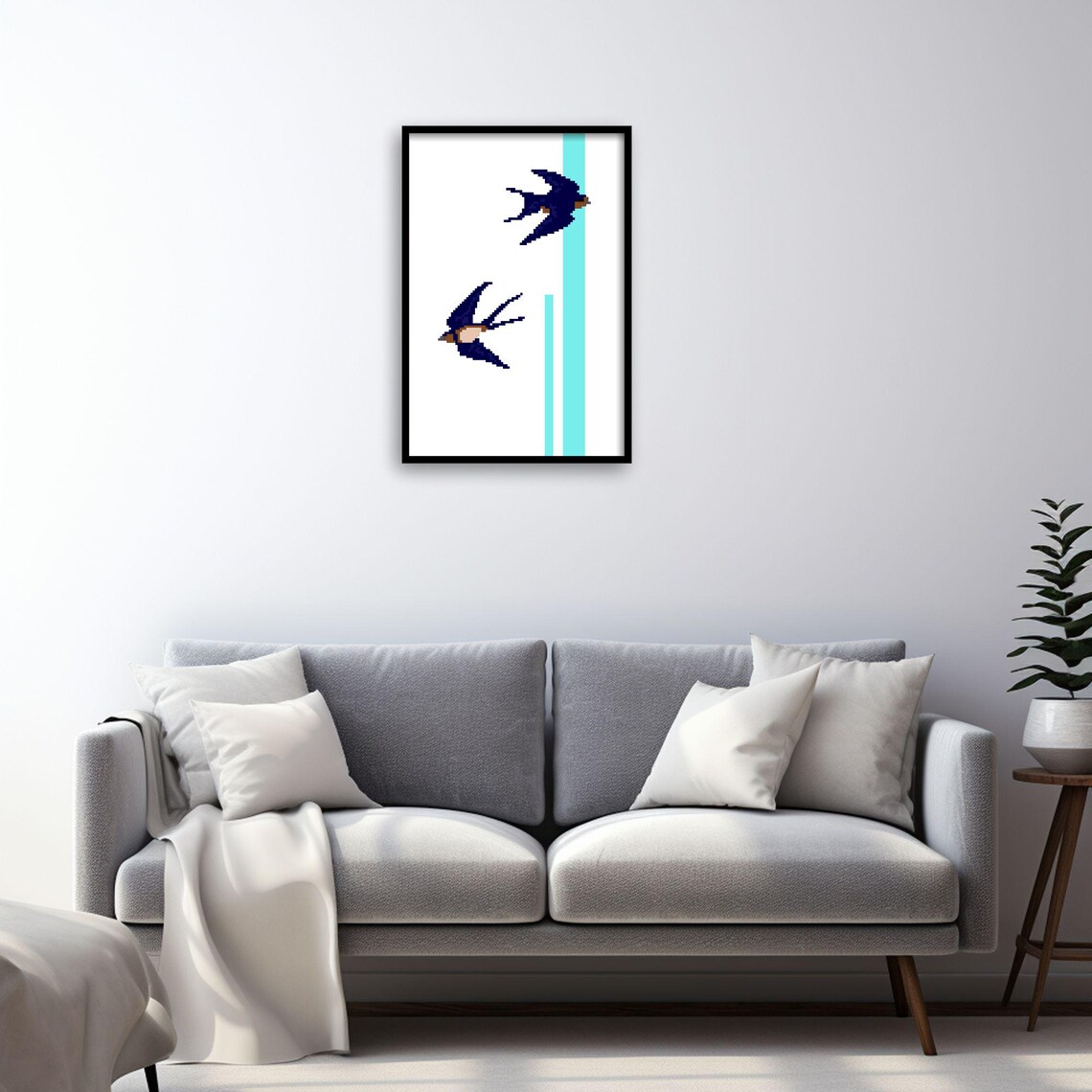 Pixel Bird Art, Swallow Minimalist Decor - Image 3