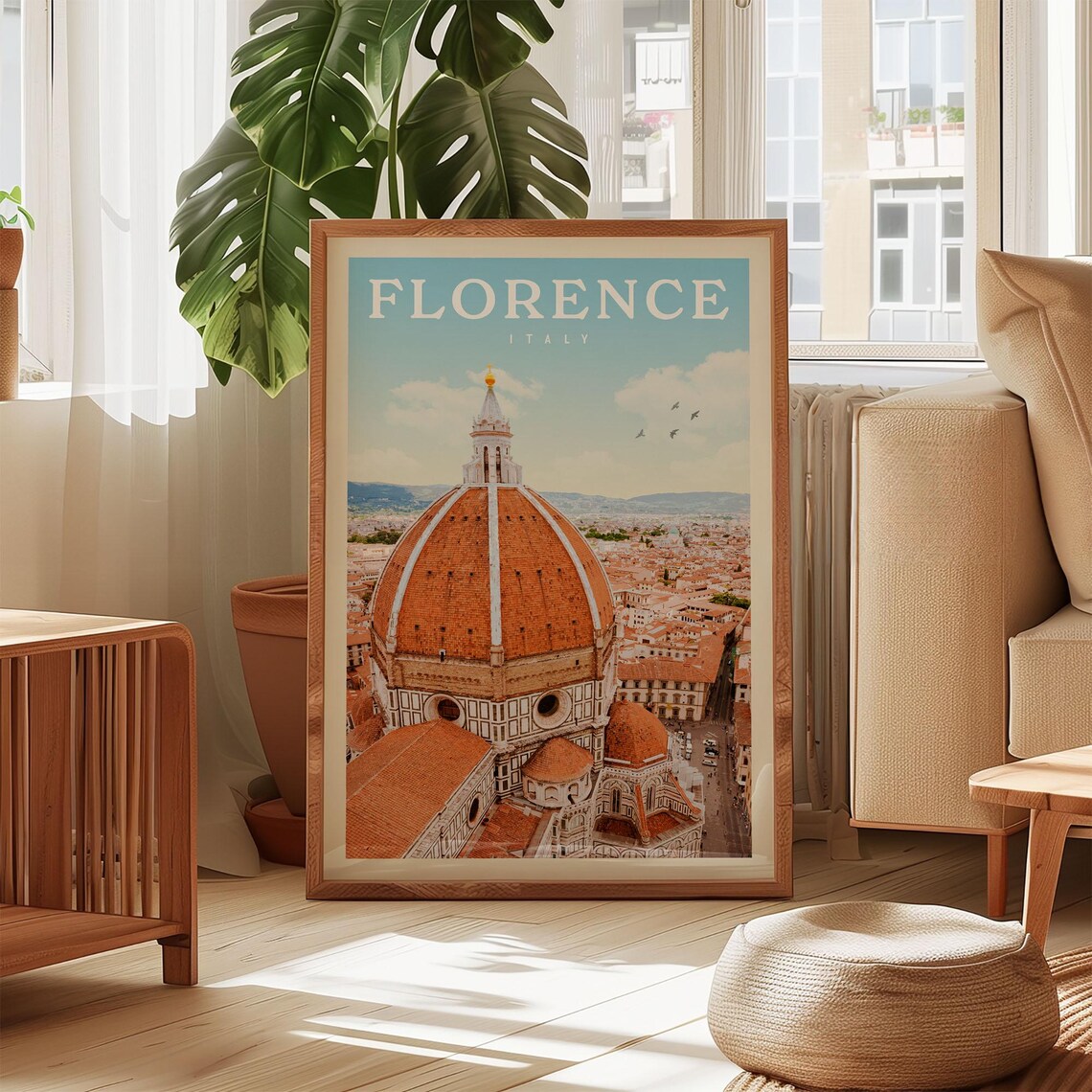 Florence Italy Travel Poster, Duomo Firenze View