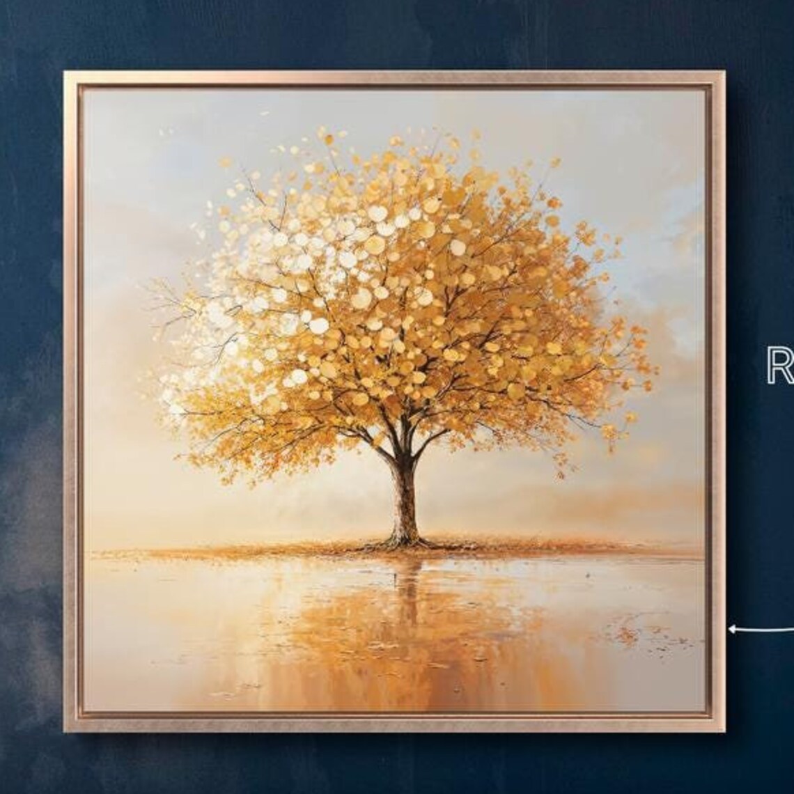 Golden Tree Of Life Autumn Leaves Reflective Water Art Print
