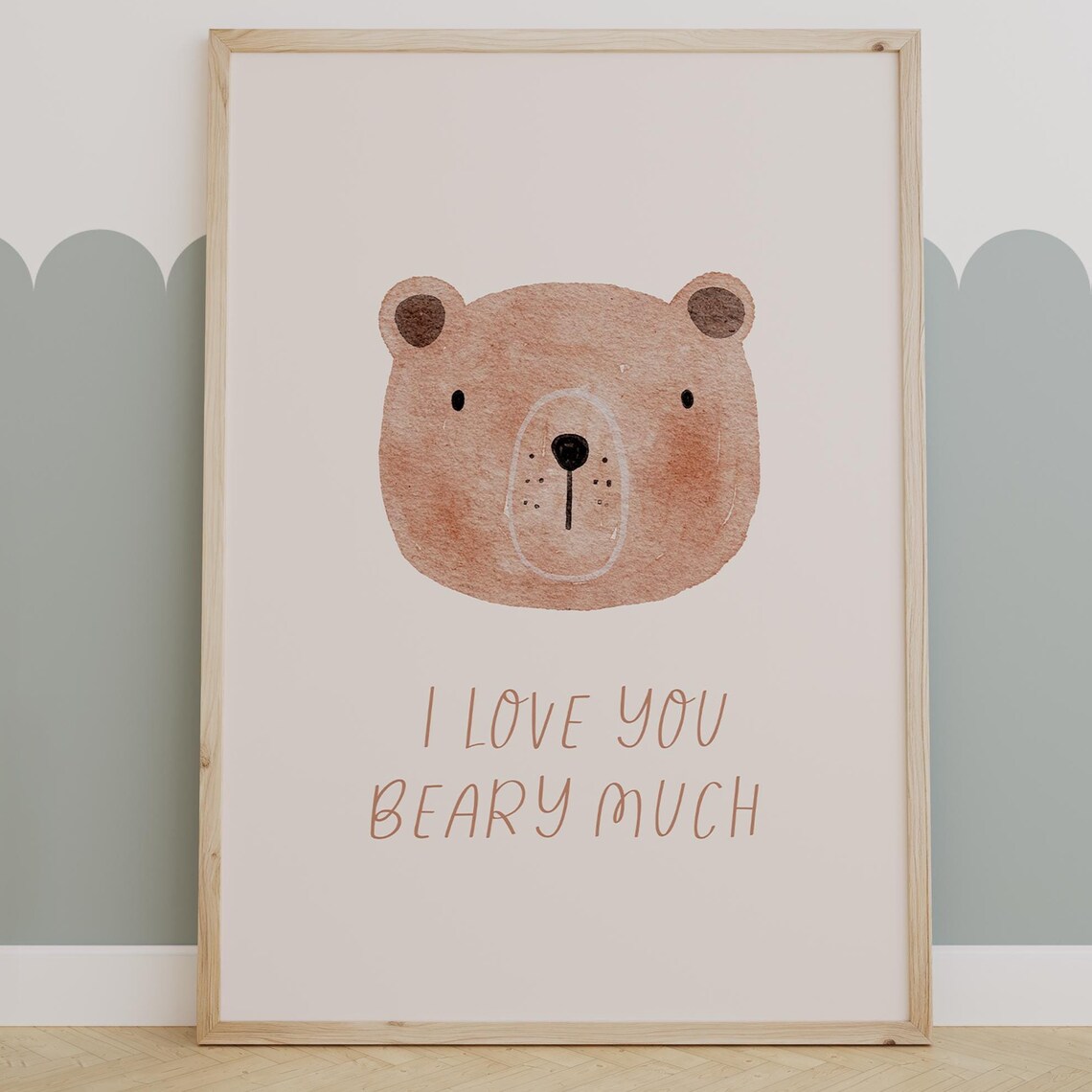 Whimsical Watercolor Bear Nursery Art Print, Cute