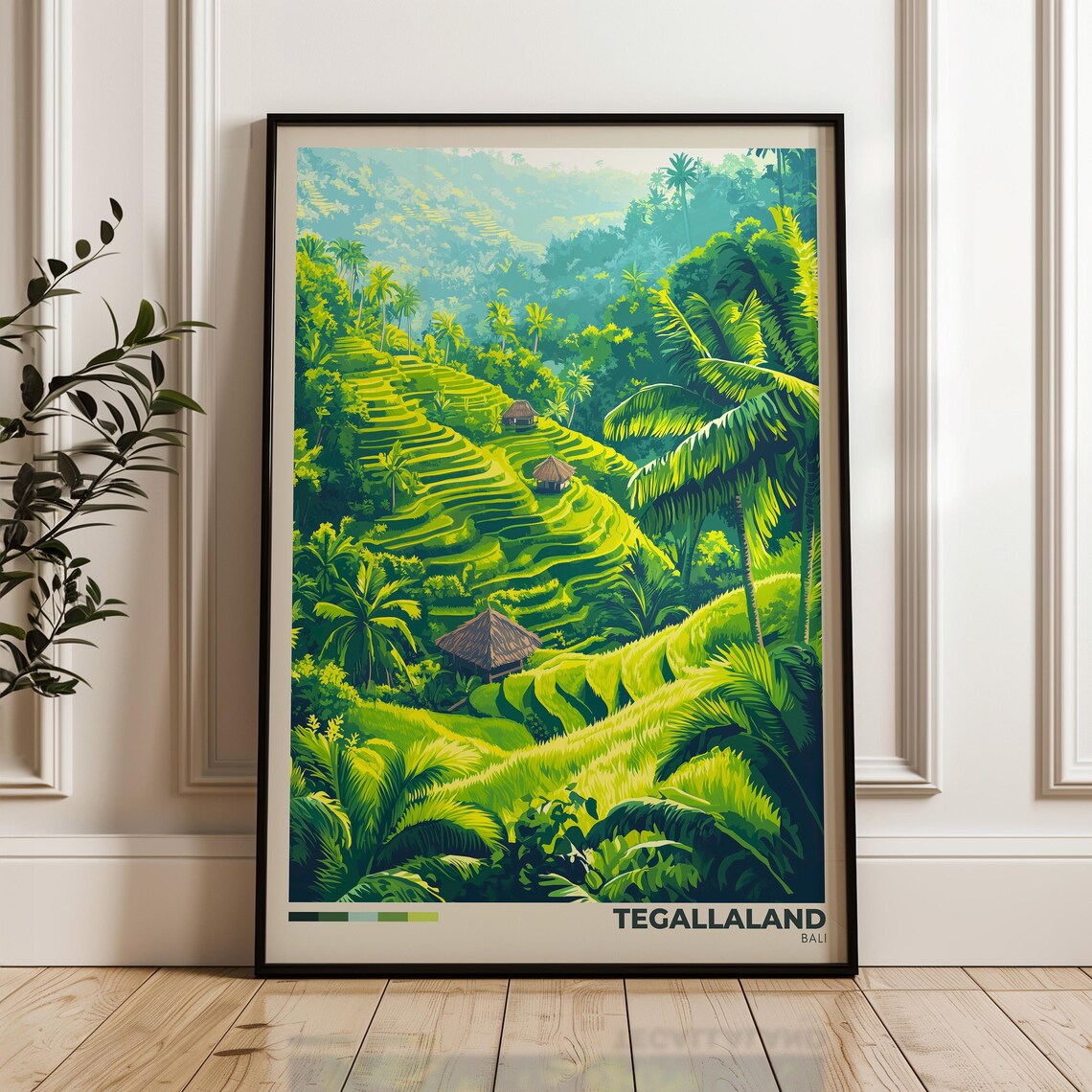 Tegallaland Bali Rice Terraces Lush Green Jungle Valley Travel Poster