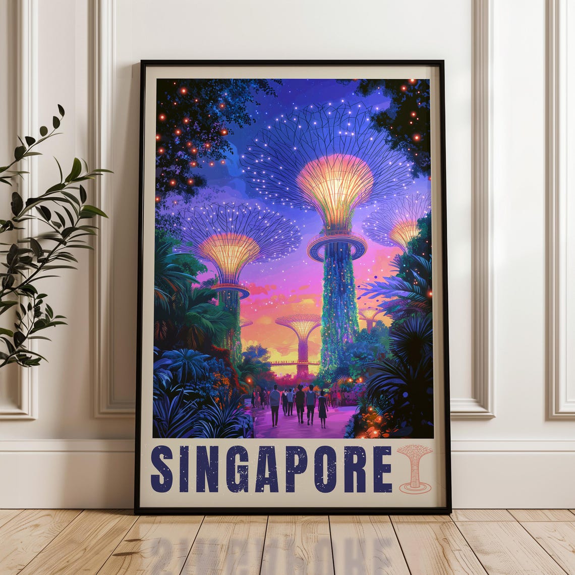 Singapore Supertrees Night Lights City Gardens By The Bay Poster