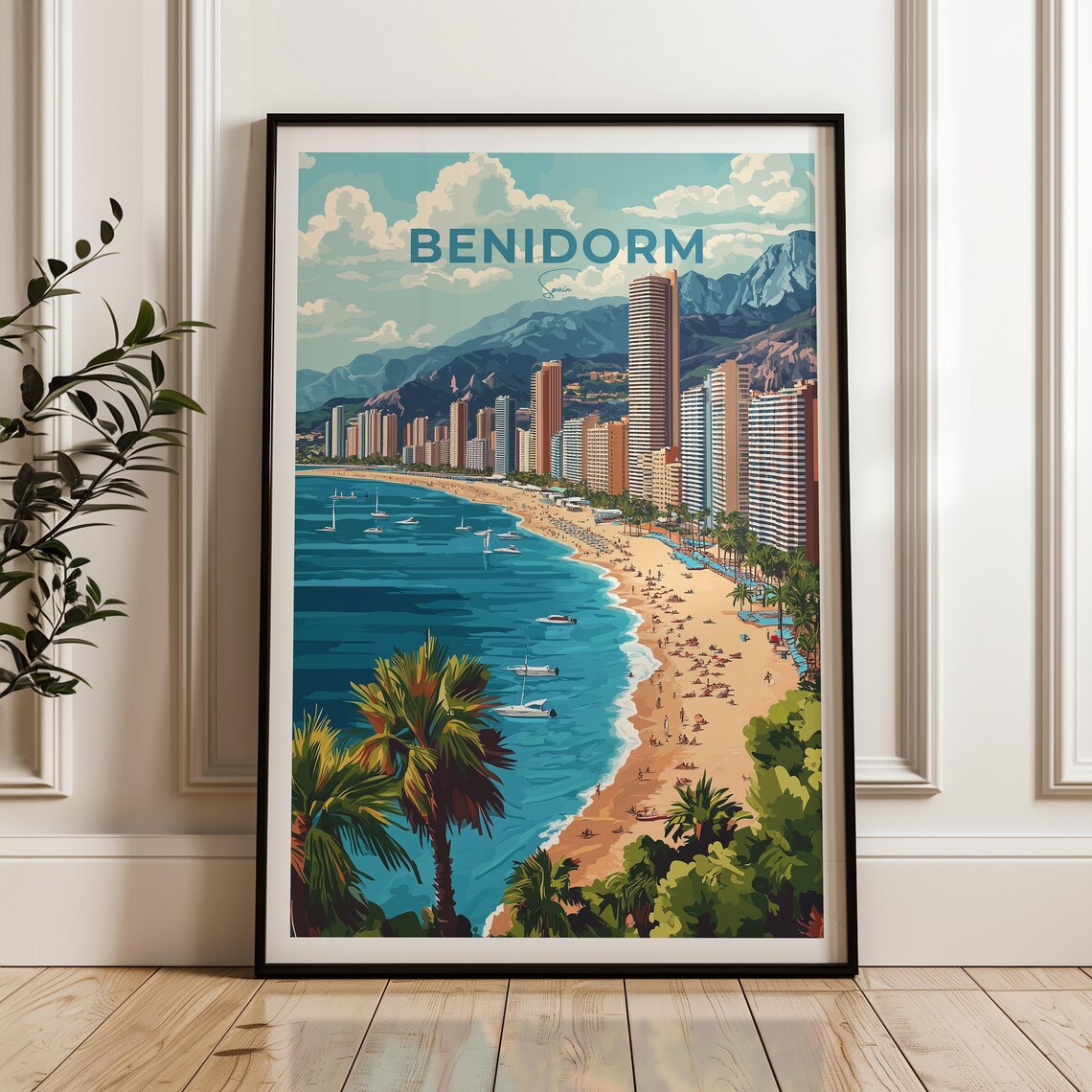 Benidorm Travel Poster, Alicante Mediterranean Art Print - Image 2