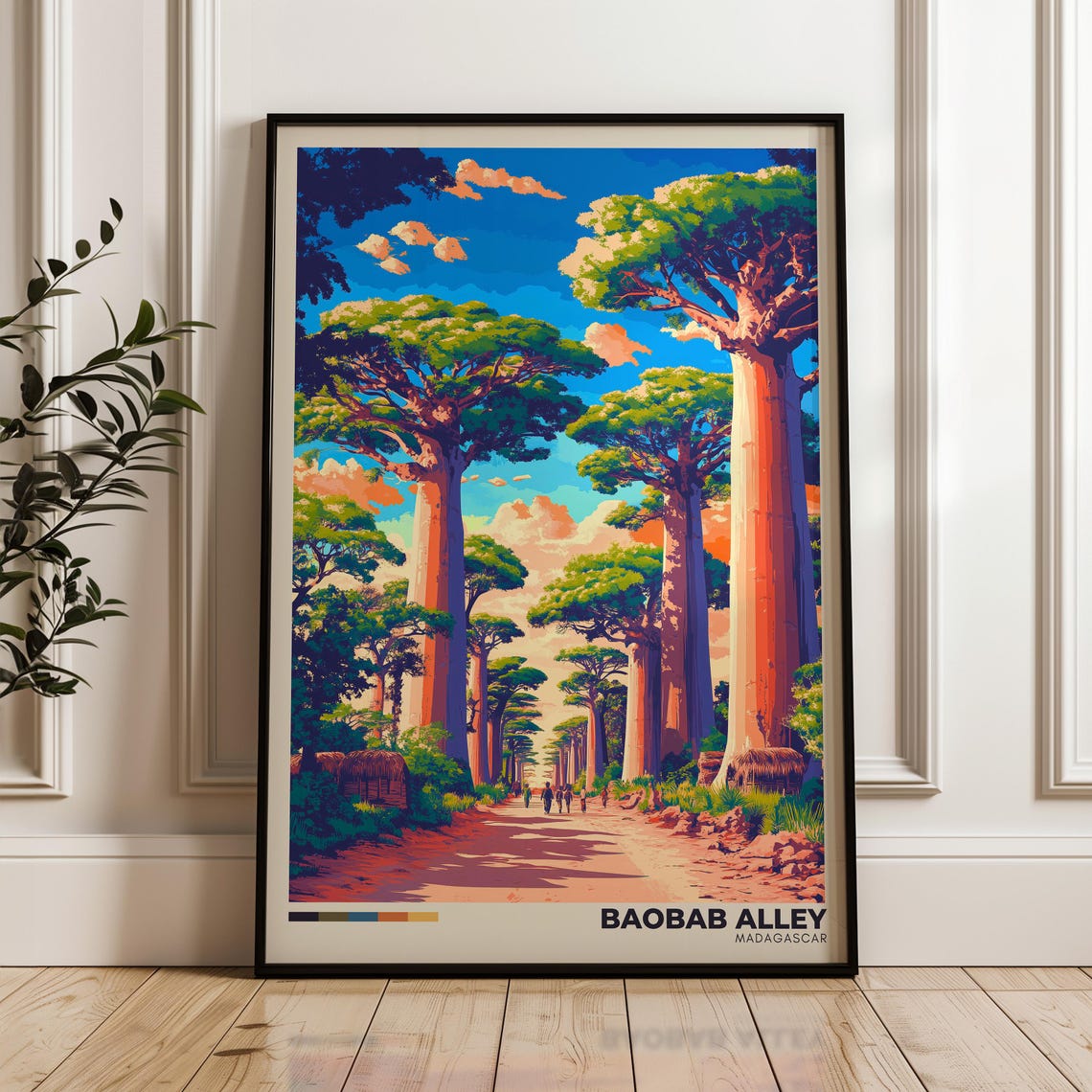 Baobab Alley Dirt Road Lined with Giant Trees Madagascar Travel Poster