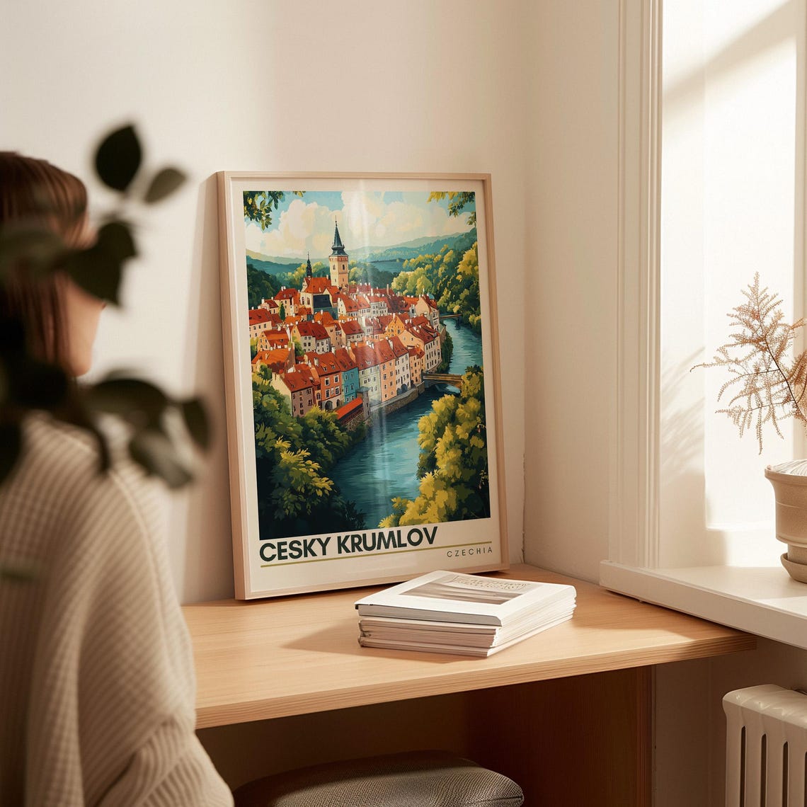 Cesky Krumlov Czechia Medieval Old Town River Bend Travel Poster - Image 2