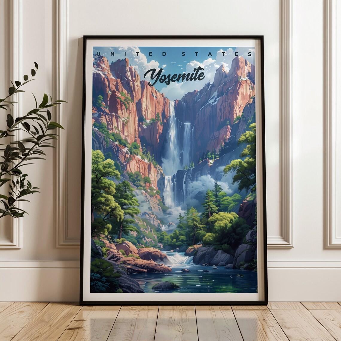Yosemite National Park Waterfall Granite Cliffs Travel Poster