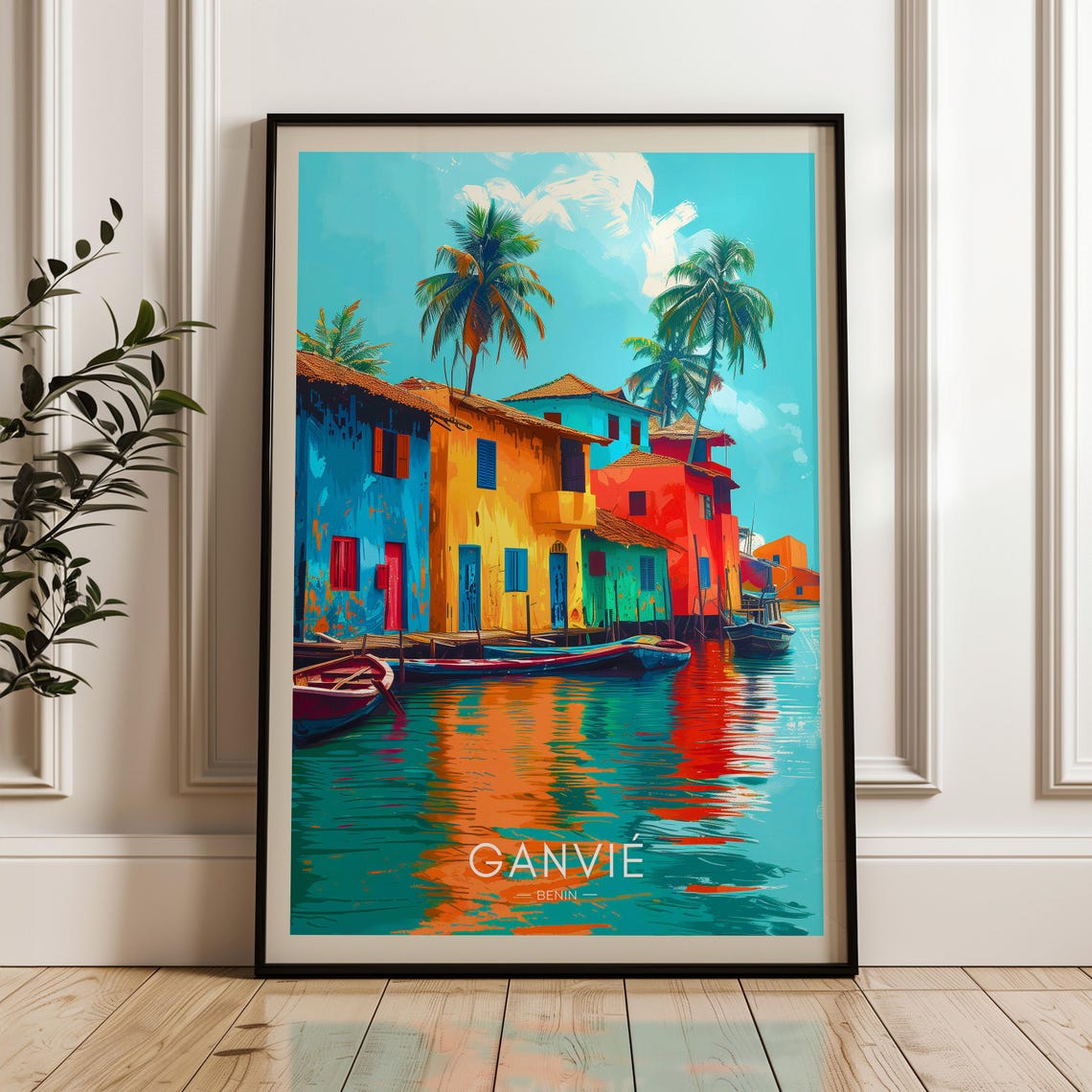 Ganvie Benin Stilt Village Lagoon Boat Homes View Travel Poster