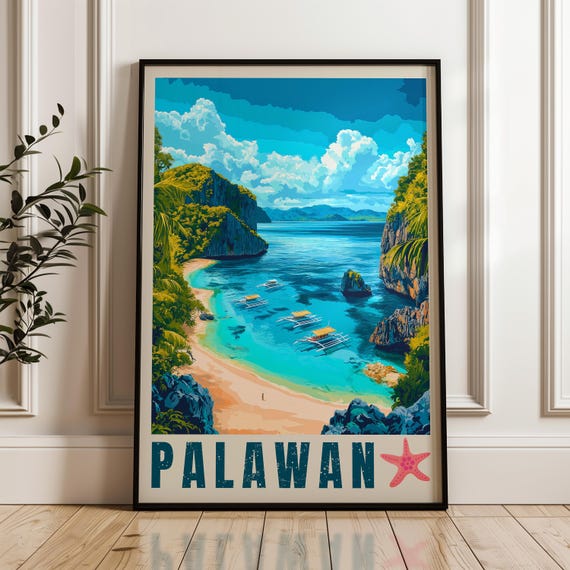 Palawan Travel Poster, Tropical Island Decor