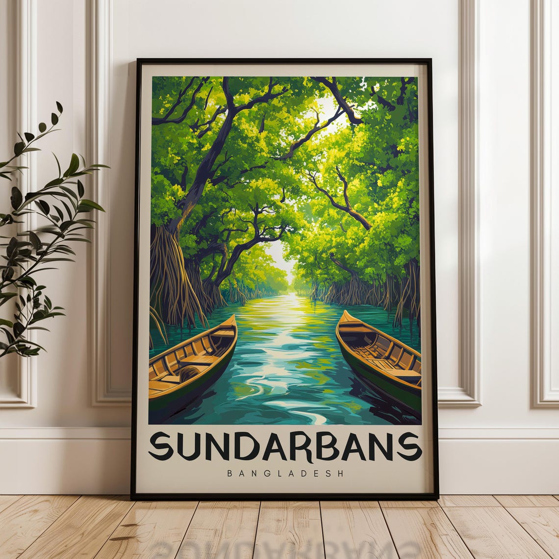 Sundarbans Travel Poster, Bangladesh Tropical Landscape