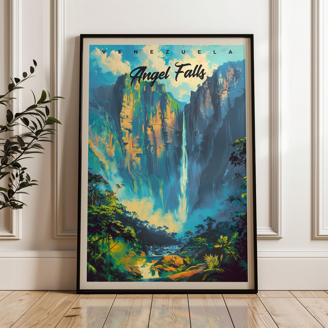 Angel Falls Travel Poster, Venezuela Waterfall