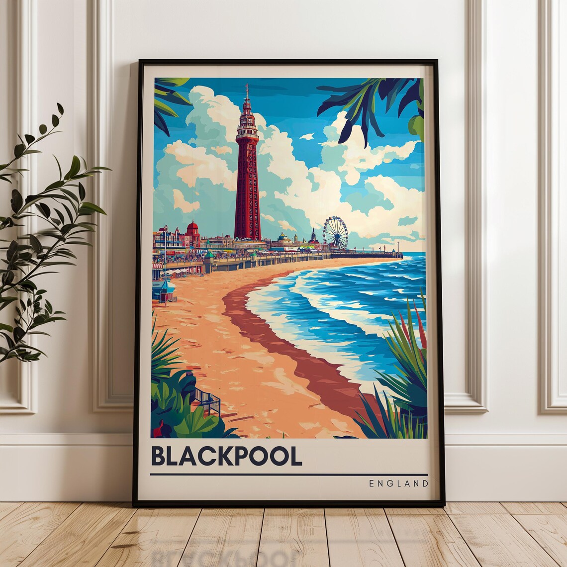 Blackpool Travel Poster England Illustration Art Print