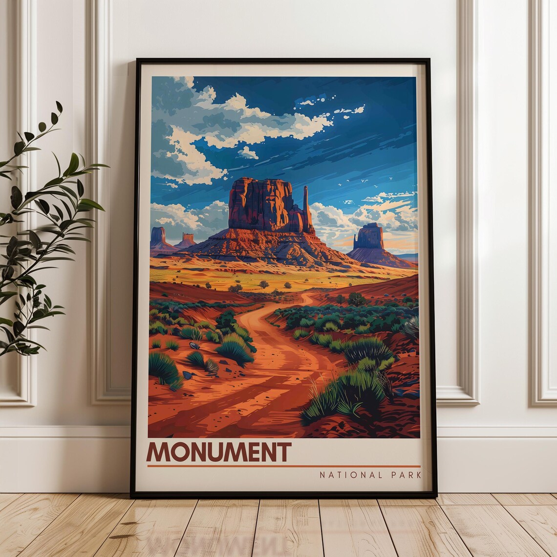 Monument National Park Vintage Red Desert Road Scenic Poster