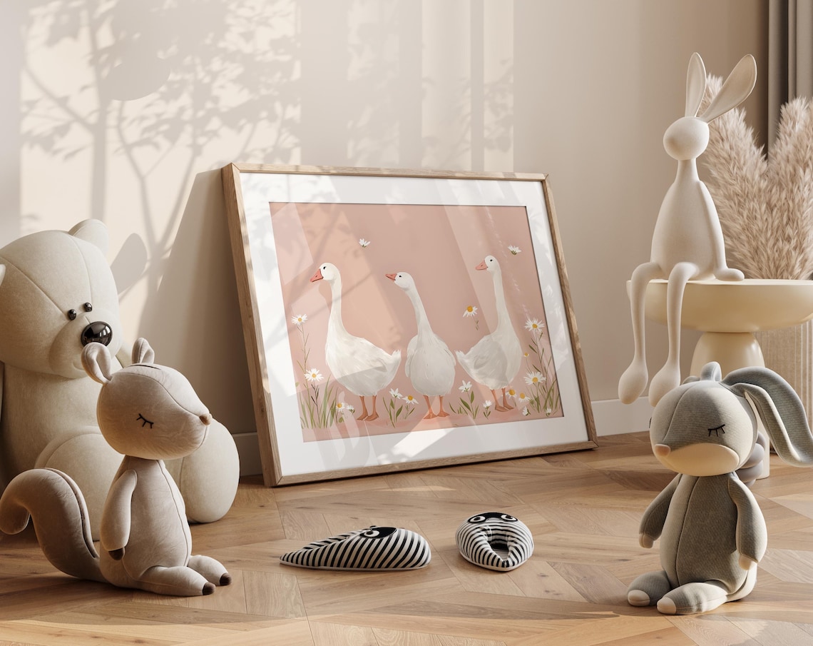 Silly Goose Retro Nursery Animal Wall Art Print - Image 4