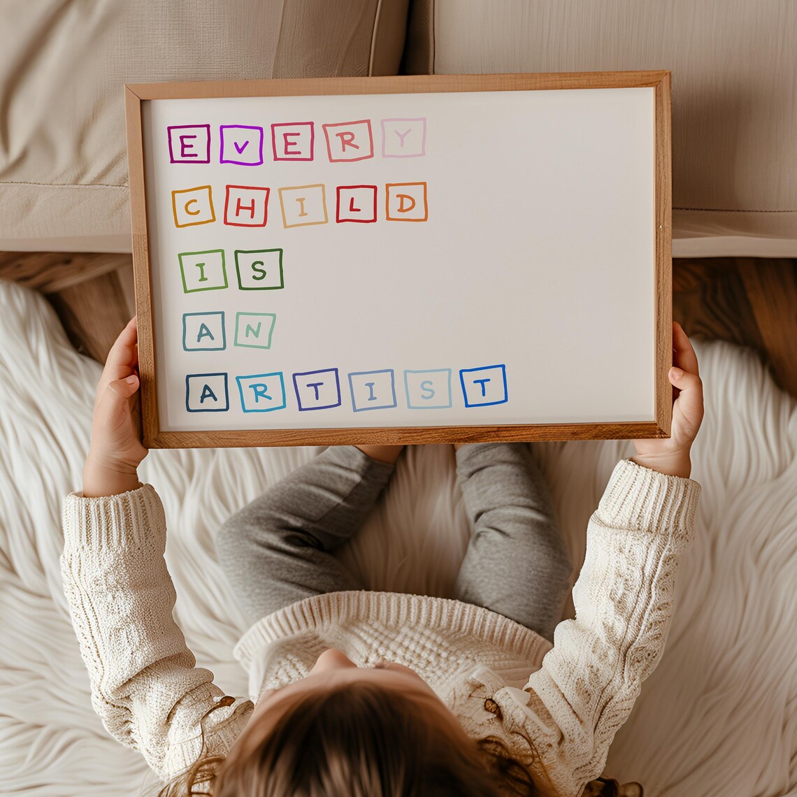 Every Child Is An Artist Colorful Block Letters Quote Wall Poster - Image 3