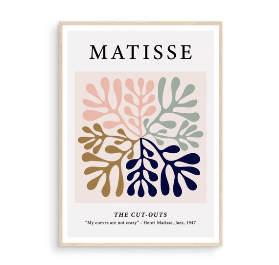 Matisse Art Print Poster Matisse Cut Outs Matisse Art Vintage Wall Art Pastel Coloured Prints Matisse My Curves Are Not Crazy