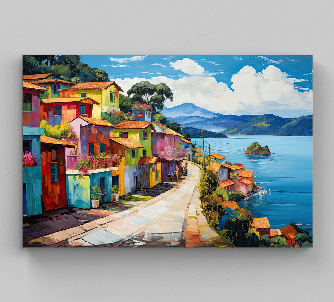 Guatape Colombia Lakeside Village Colourful Landscape Poster