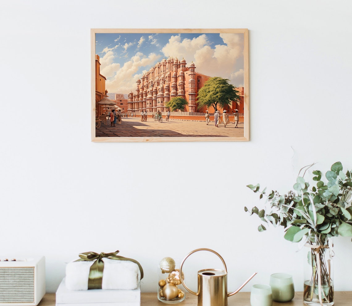 Hawa Mahal Palace Jaipur India Heritage Landmark Painting Poster - Image 4