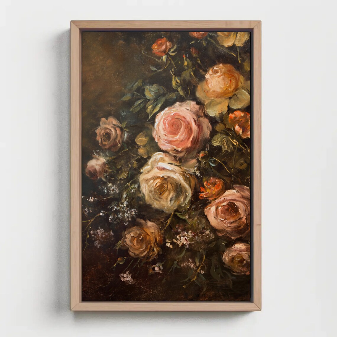 Antique Roses Oil Painting Dark Moody Floral Still Life Poster - Image 4