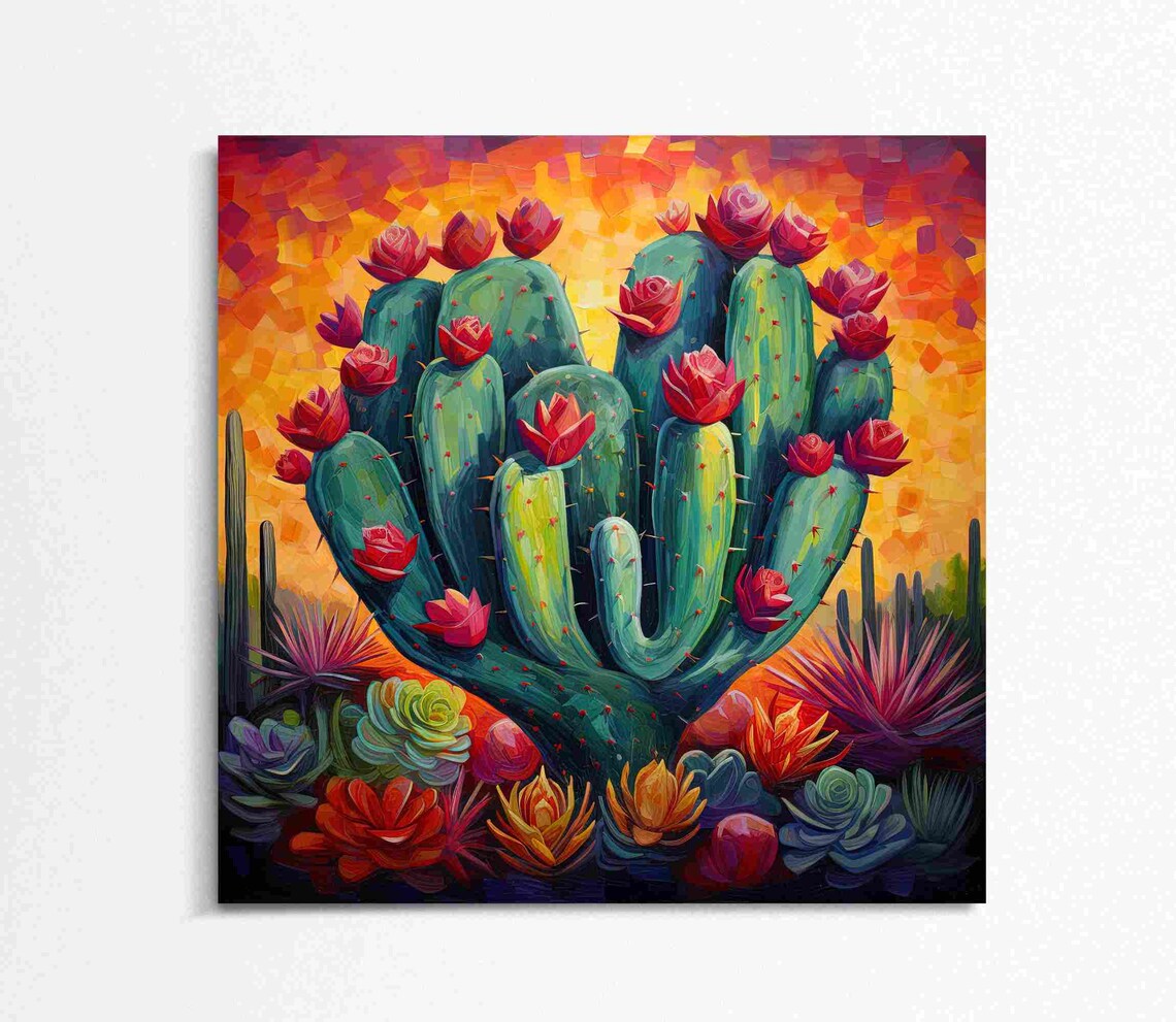 Mexican Heart-Shaped Cactus, Mexican Folk Art Print - Image 4