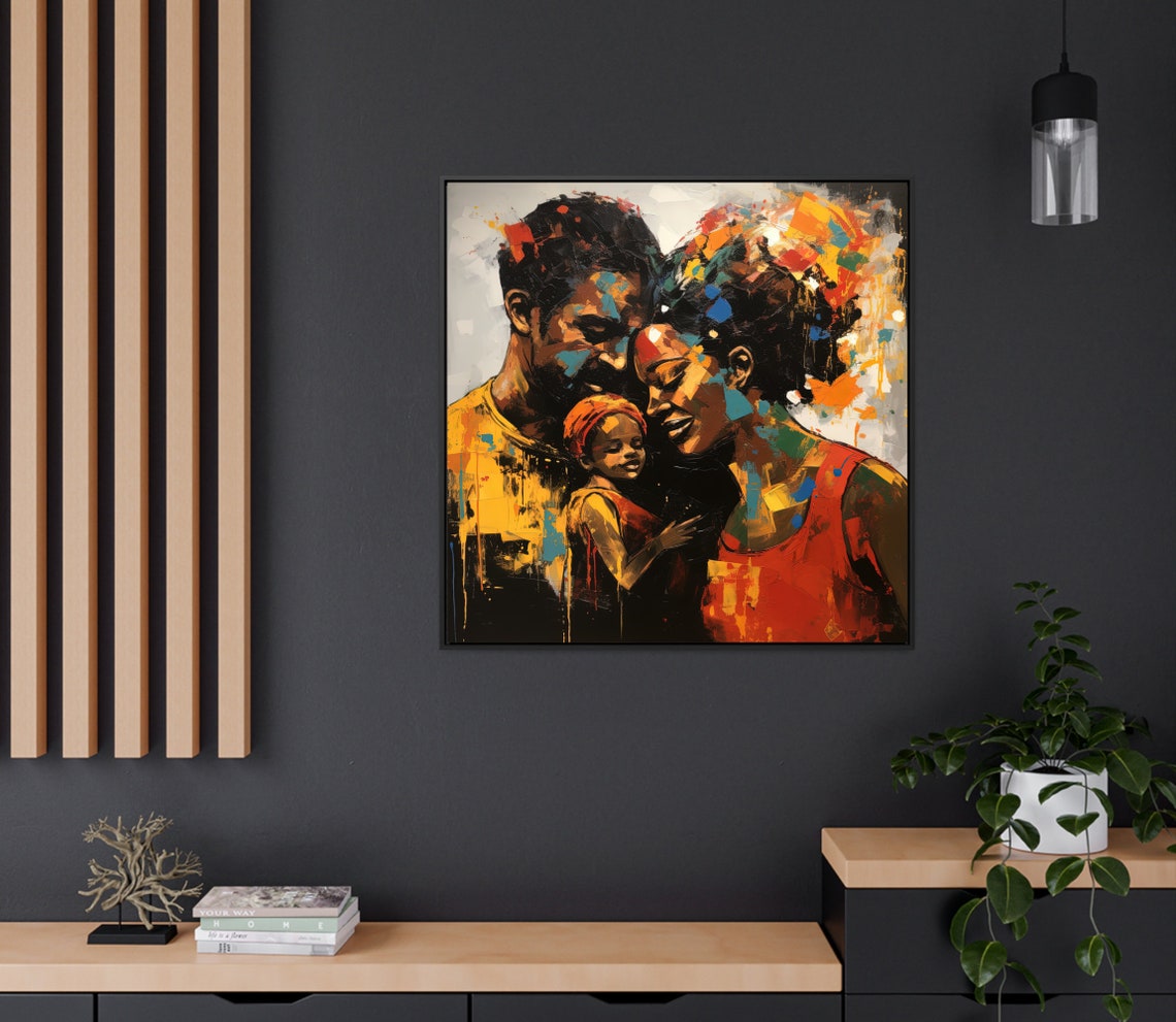 African Family Tender Embrace Abstract Expressionist Art Poster - Image 2