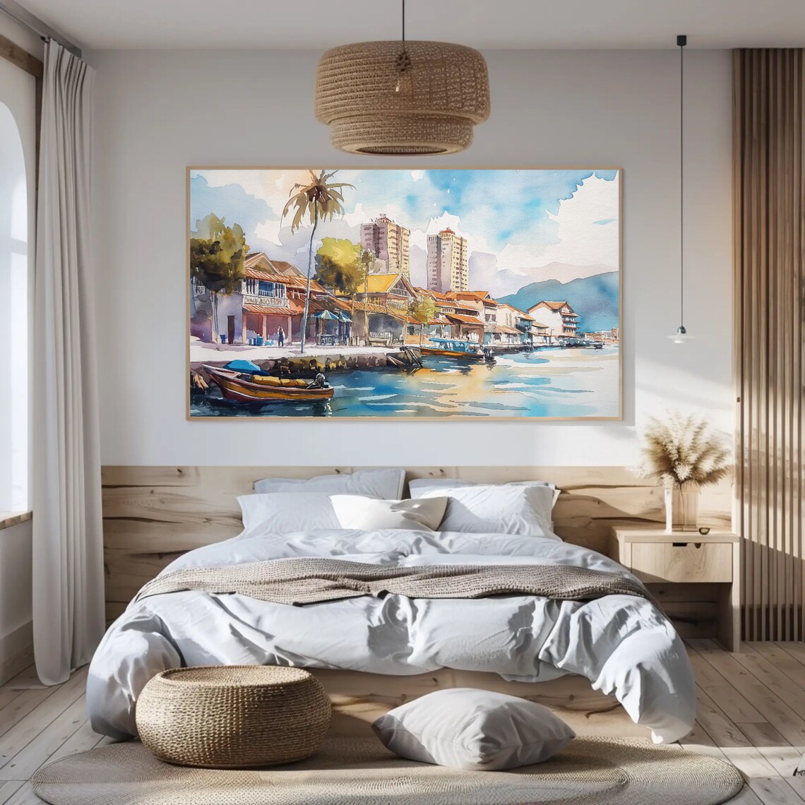 Penang Island Malaysia Print Framed Watercolor Painting Scenic Malaysian Art Poster Ready To Hang Perfect For Living Room - Image 2