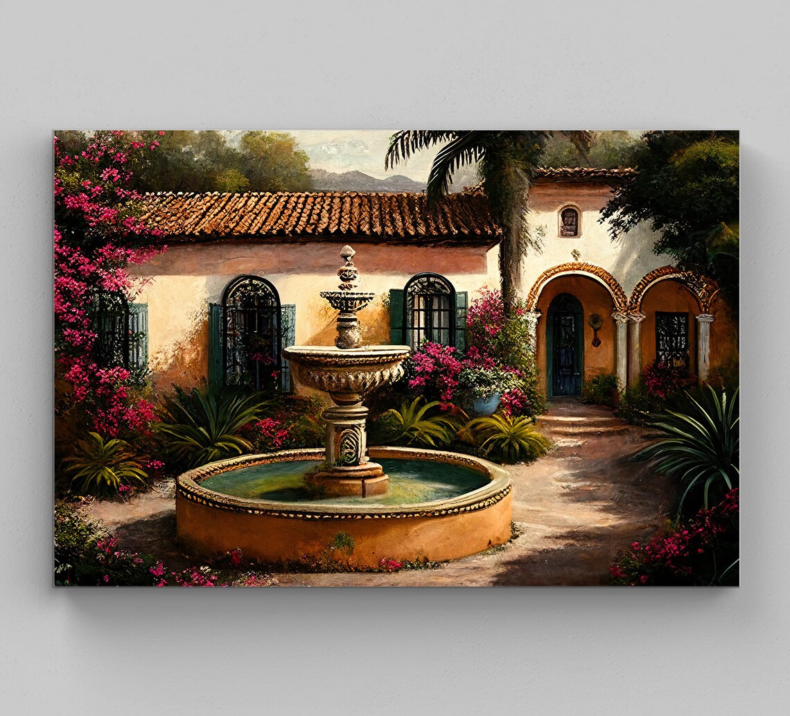 Mexican Villa Art Print, Mexican Home Wall Decor
