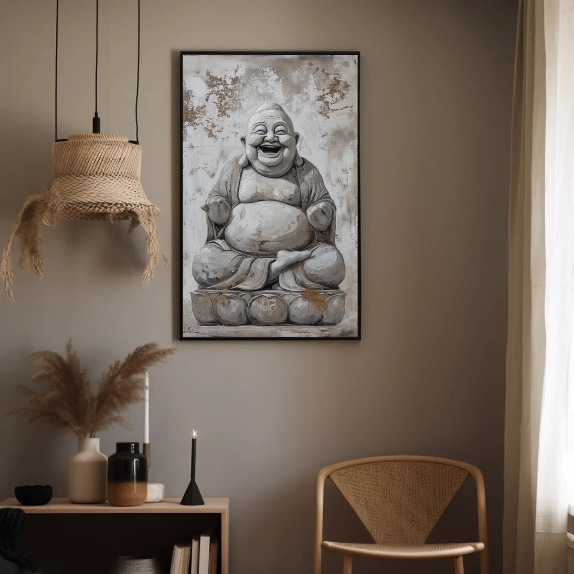 Laughing Buddha Abstract Spiritual Indian Art Print - Image 5