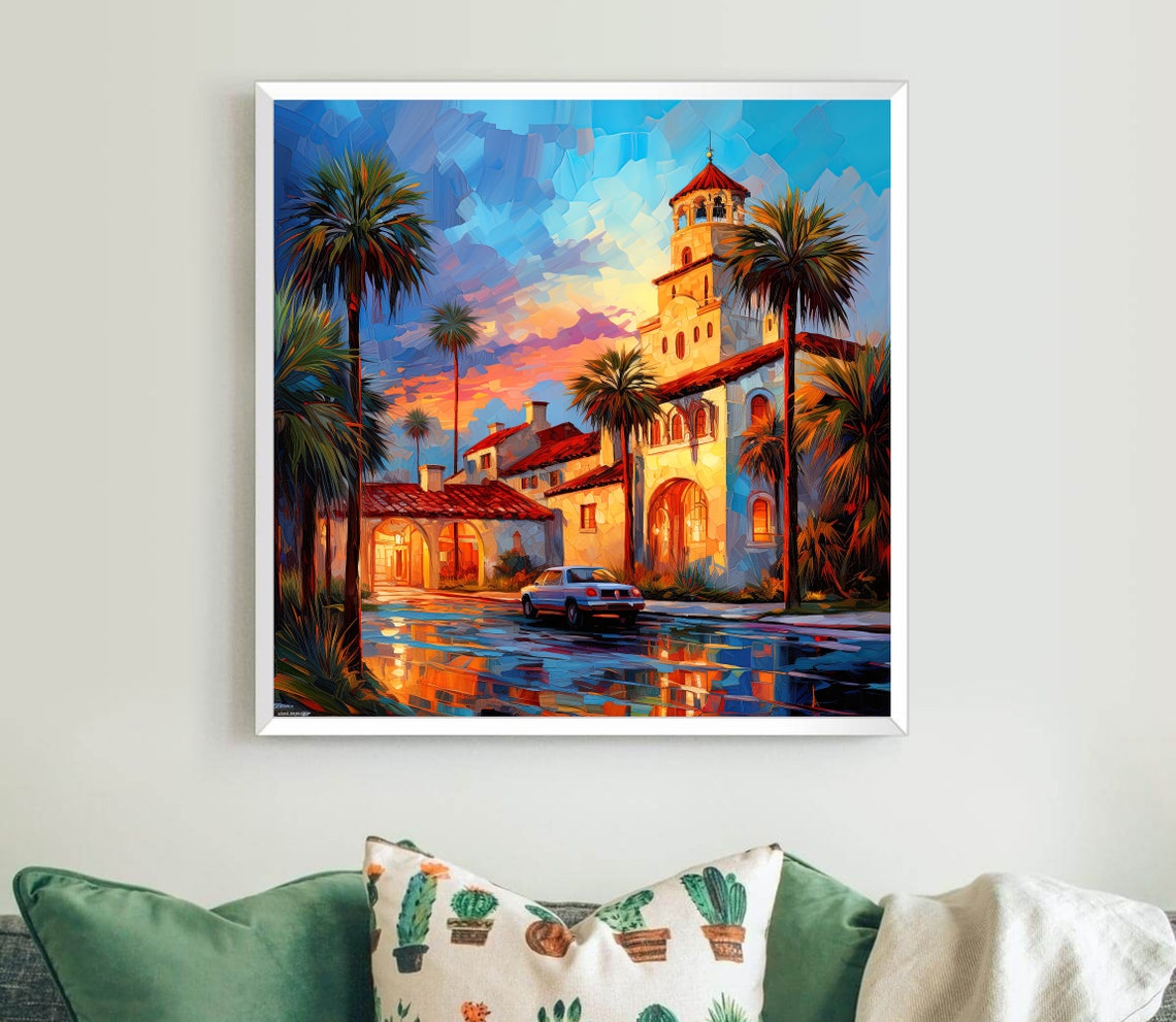 St Augustine Florida Spanish Colonial Building Sunset Art Poster - Image 5