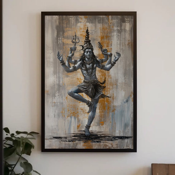 Adiyogi Ekapada Abstract Painting Shiv Ji Wall Art Yoga Wall Decor Spiritual Indian Art Hinduism Wall Decor Ready To Hang