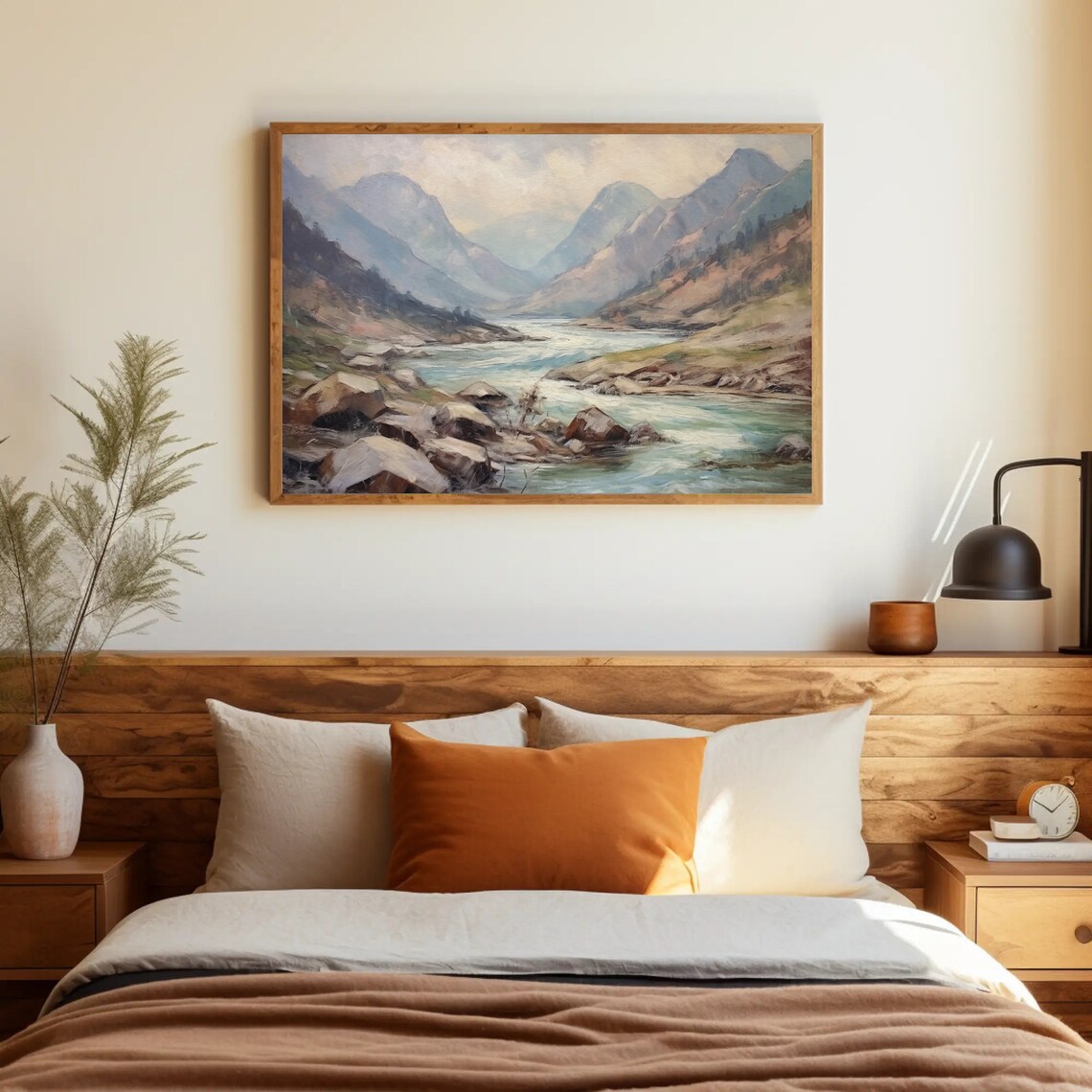 Mountain River Landscape Impressionist Painting Art Large Nature Wall Decor Ready To Hang - Image 4