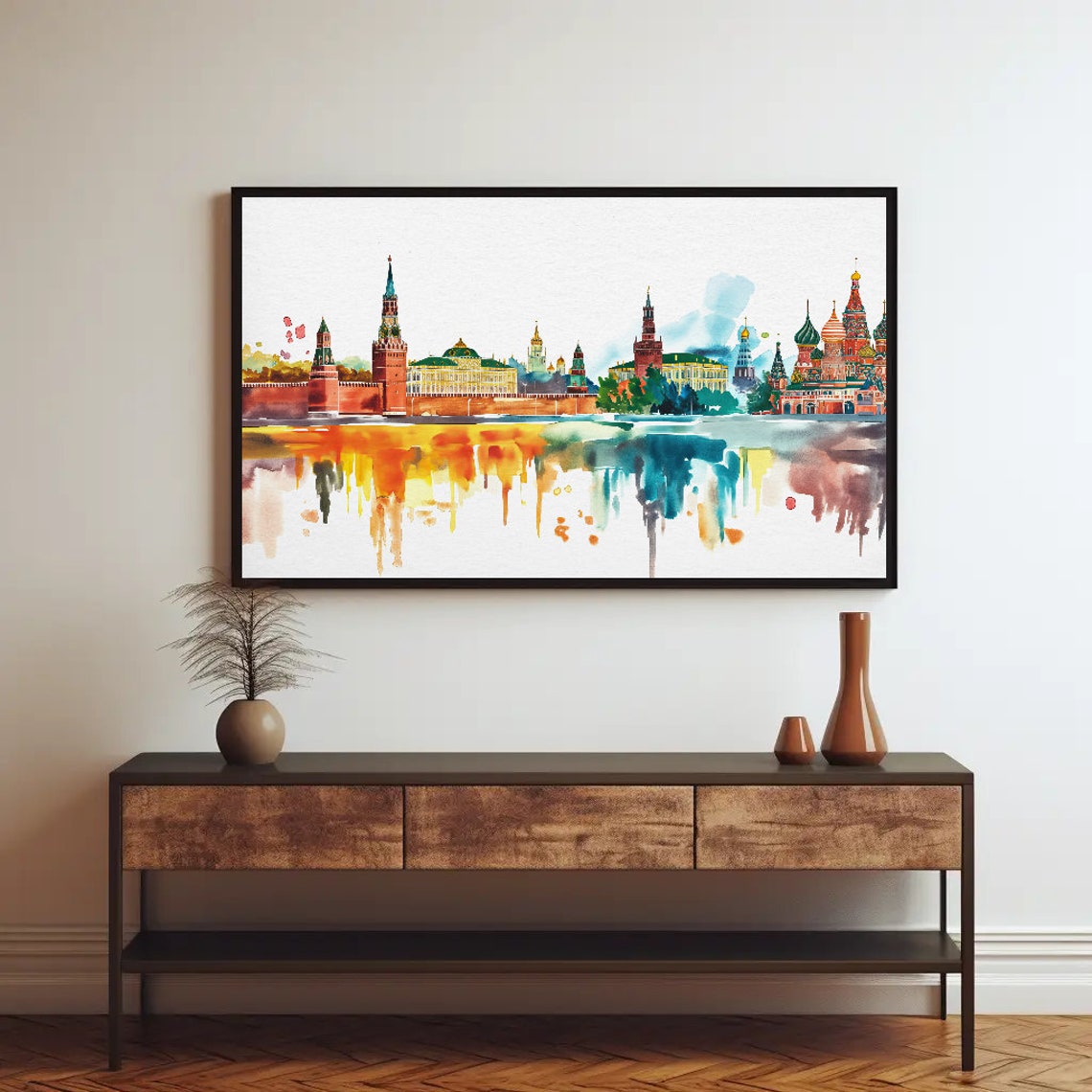 Moscow Red Square Skyline St Basils Watercolor Landmark Poster - Image 2