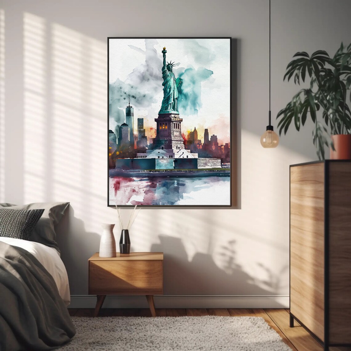 Statue Of Liberty New York Harbor Watercolor Landmark Poster - Image 5