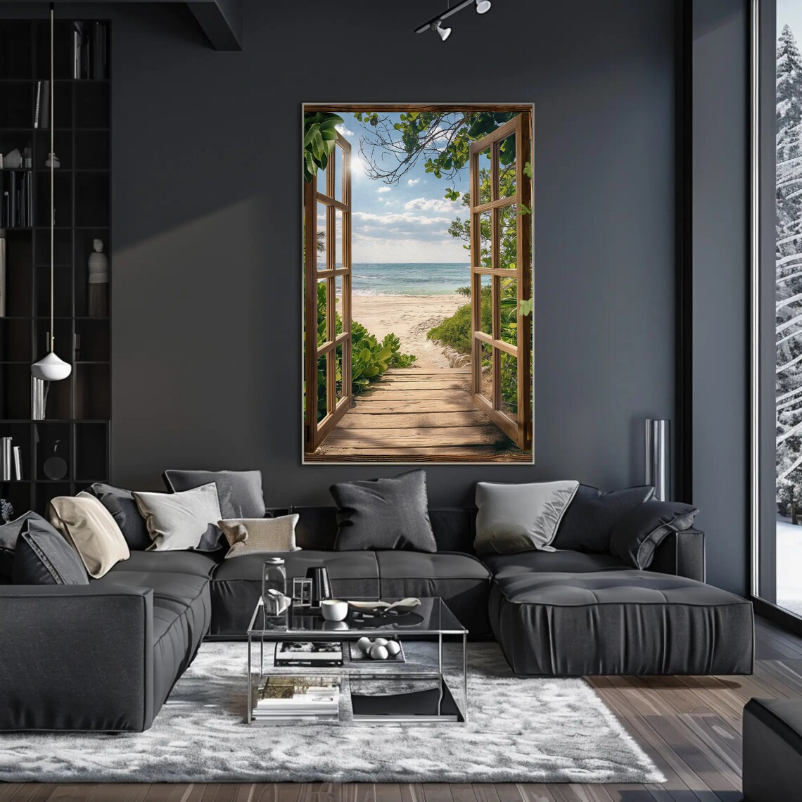 Pathway To The Beach 3D Faux Window View Art Print - Image 5
