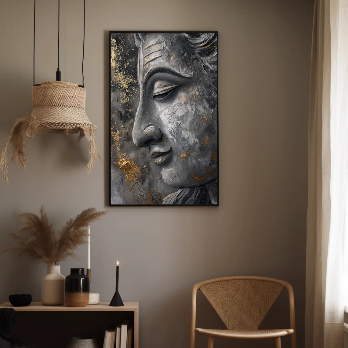 Shiva Hindu God Profile Black Gold Abstract Spiritual Wall Art - Image 5