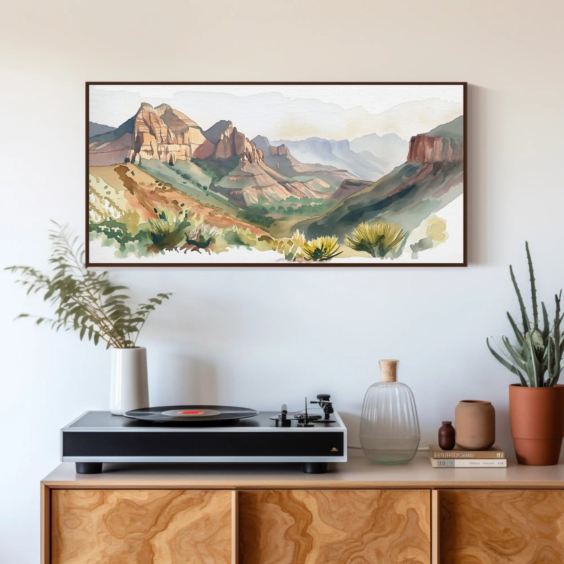 Copper Canyon Desert Cliffs Golden Mexico Landscape Watercolor Poster - Image 3