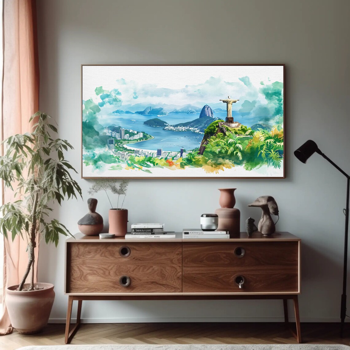 Rio De Janeiro Christ The Redeemer Watercolor Art Print - Image 4