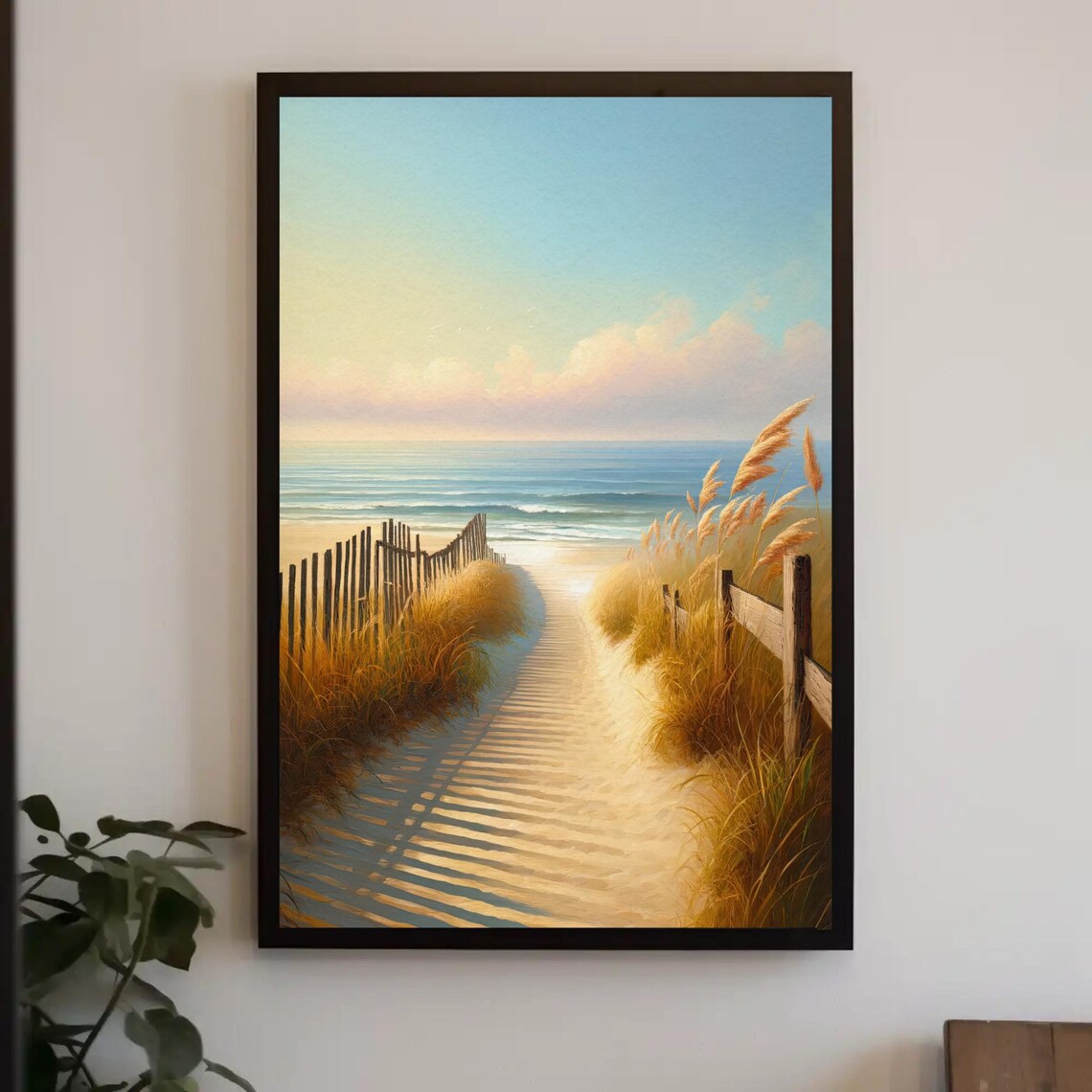 Pathway To The Ocean Vertical Oil Painting Art Print