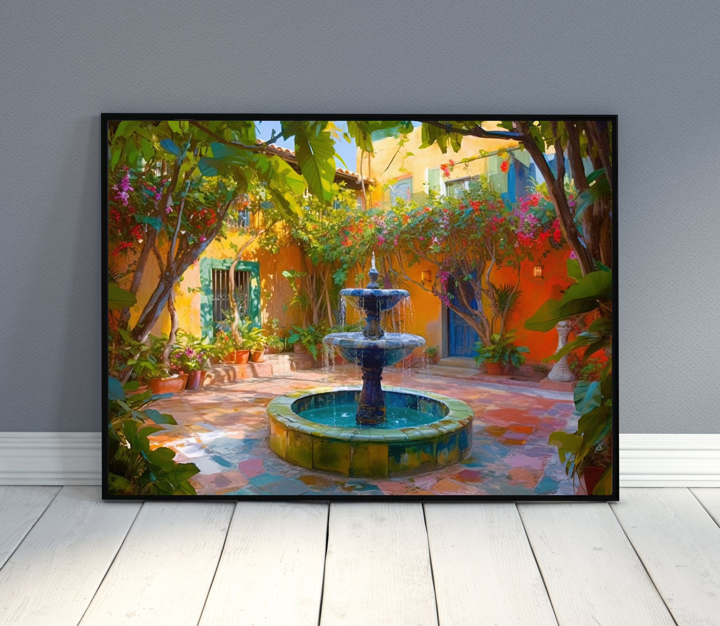 Mexican Backyard Garden Art Print, Colorful Decor - Image 3