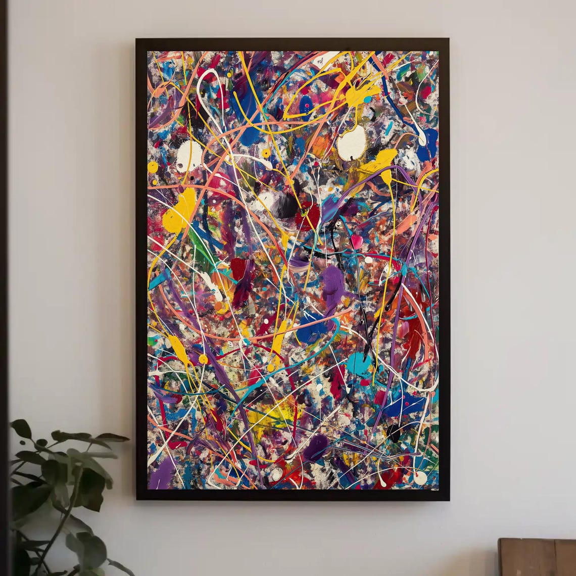 Colorful Abstract Paint Splatter Drip Poster Multicolor Artwork