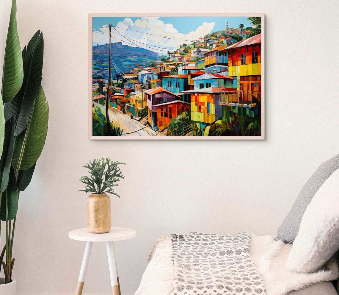 Street Of Haiti Art Print Haitian Art Haitian Art Prints Haitian Home Decor Haitian Print Haitian Oil Painting Wall Art - Image 3
