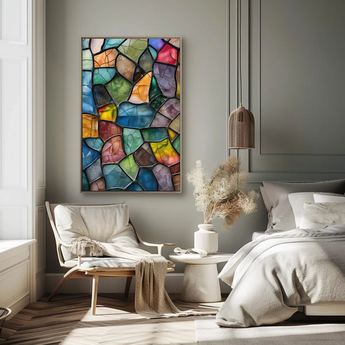 Colorful Stained Glass Mosaic Abstract Window Art Decor Poster - Image 2