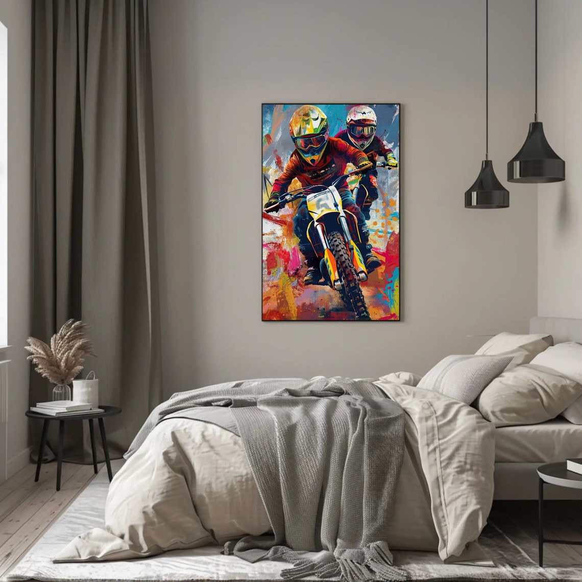Dirt Bike Motocross Riders Racing Colorful Action Art Poster - Image 3